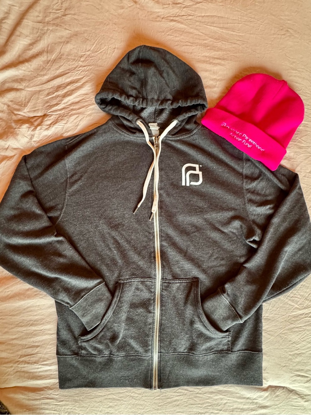 Planned Parenthood Charcoal Zip Hoodie + Pink Hat